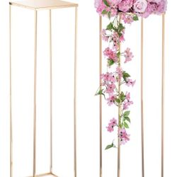 NUPTIO Gold Vases for Centerpieces Wedding - 2 Pcs 39.4 inch Tall Metal Flower Vase Flowers Stand for Party Tables Decorations -
