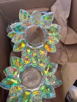 Crystal Lotus Flower Tealight Candle Holders – Set of 2