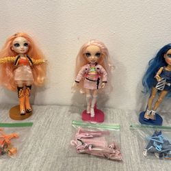 3 Rainbow High Doll Lot - Pink Blue Orange - w/ accessories - kids toys