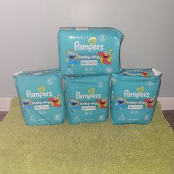 4 Pack 21 Diapers #6 Pampers Baby Dry 