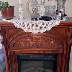 Fireplace w/beautiful Cherry Wood Cabinet 