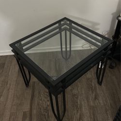 Wrought Iron Glass End Tables 