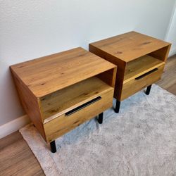 Pair of Wood Nightstands with Drawer