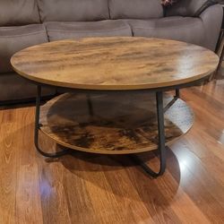 Rustic Brown Circular Coffee Table 