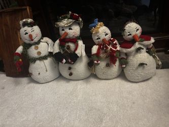 Antique Familia De Snowman