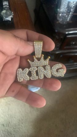Iced Out KING Crown Pendant
