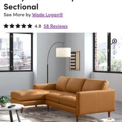 Azarya 2 -Real LEATHER Sectional With Chaise 