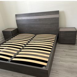SCAN DESIGN KING BEDROOM SET. KING BED, 2 Nightstands, Dresser. Excellent condition. TV not included. 