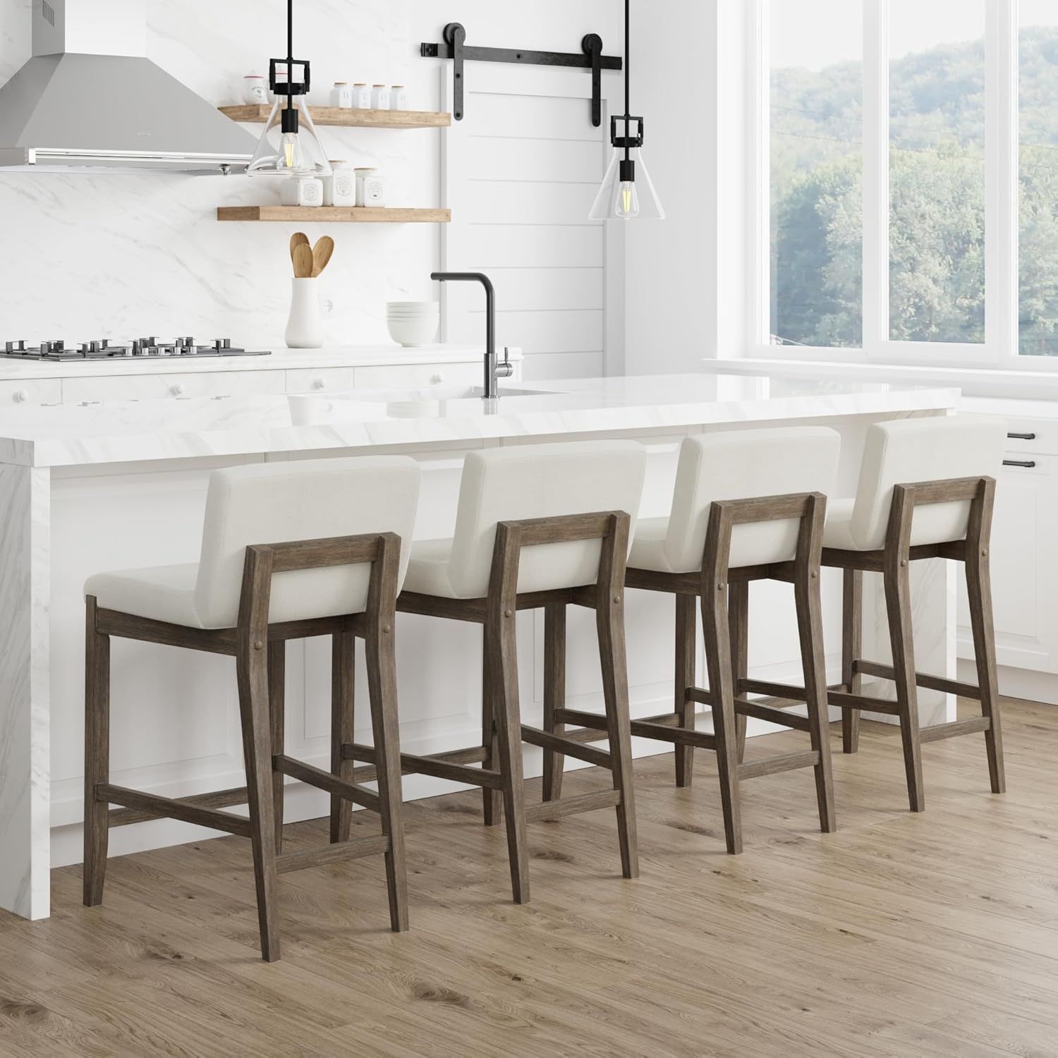 Nathan James Gracie Modern Counter Height Bar Stool with Back,