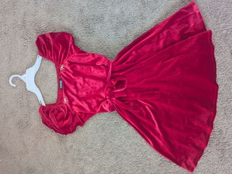 Red Velvet Girls Dress with Bow Detail