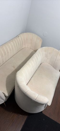 Cream velvet sofas