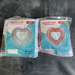 Inflatable Heart Pool Floats - Set Of 2