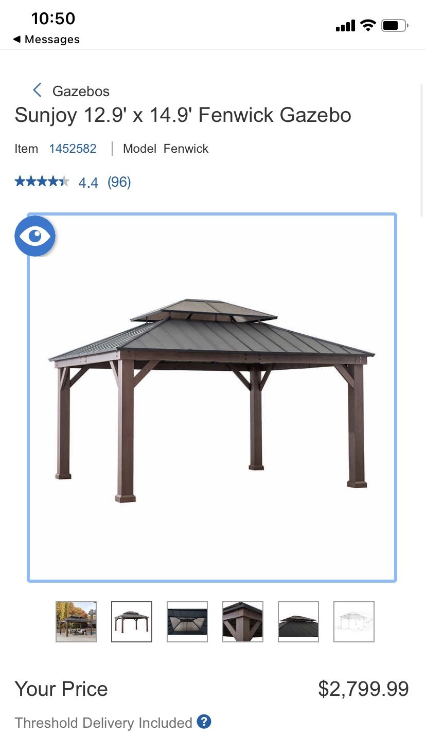Costco Gazebo Sunjoy 12.9' x 14.9' Fenwick Gazebo
