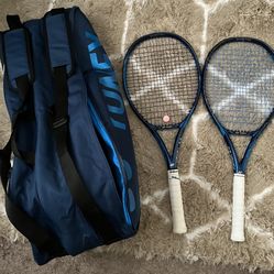 2 Racquets EZONE 100 (300g) Grip 2 + Brand New Tennis Bag