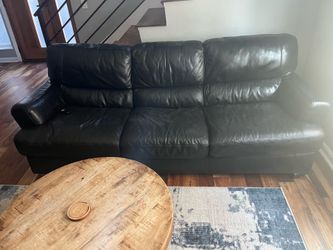 Black Leather Couch Set (Sofa + Chair + Ottoman)