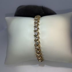 14k yellow gold lady’s fancy tennis bracelet 