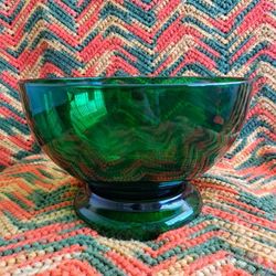 VINTAGE ANCHOR HOCKING FOREST GREEN PUNCH BOWL