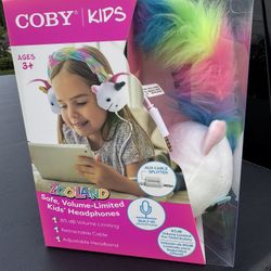 Coby Kids Zooland Safe, Volume-Limited Headphones - Rainbow Unicorn