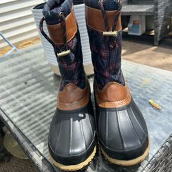 Women's Tommy Hilfiger Russel Plaid Leather Trim Rain Duck Boot Size 9