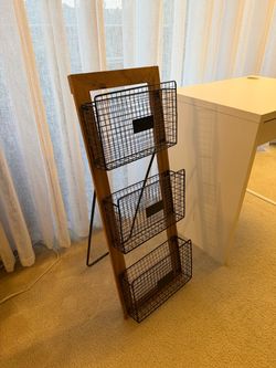 Ladder Storage Rack with 3 Wire Baskets
