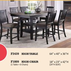 7 Pc Counter Height Table Set