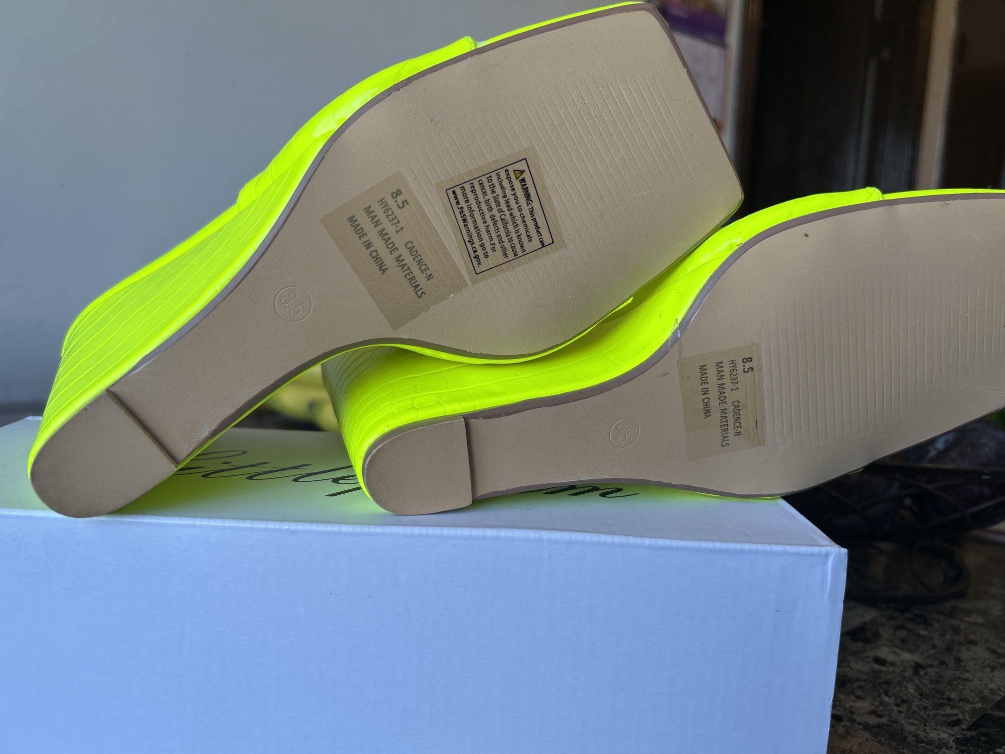 Fashion Nova Neon Yellow Wedge Heels - Size 8.5
