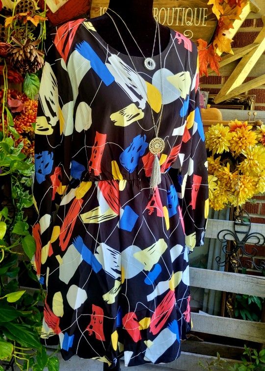 Silk Studio Colorful Abstract Print Dress