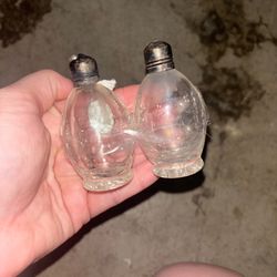 Vintage Glass Crackled Egg Shaped Salt and Pepper Shakers with Sterling Tops