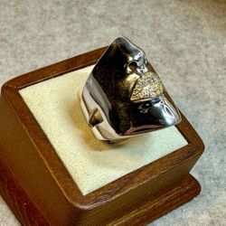 FREE SHIPPING! Sonia Bitton 14k Gold & 925 Sterling Silver Ring Diamond Lip Face Size 9 Lot#637