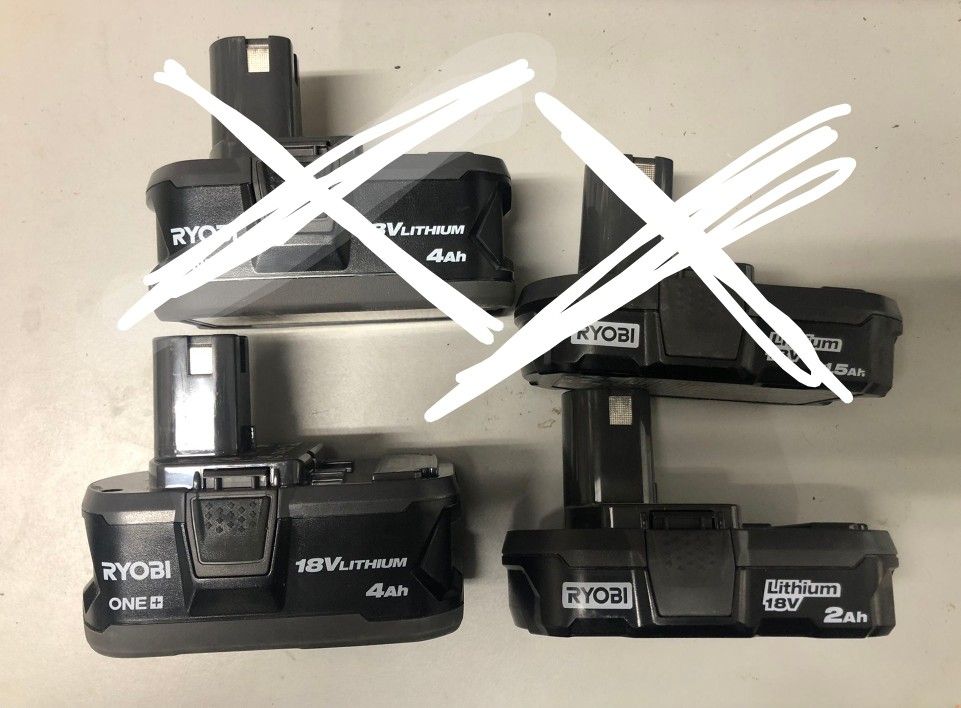 Ryobi 4ah And 2ah Batteries