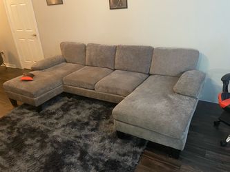 Gray Fabric Sectional Sofa with Double Chaise
