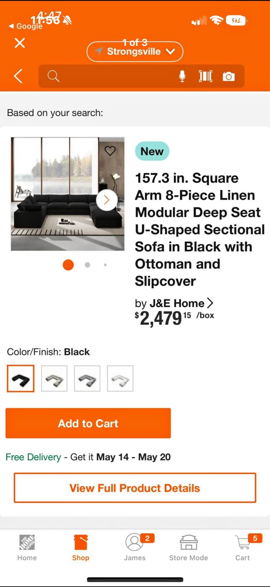 8 Piece Black Sectional