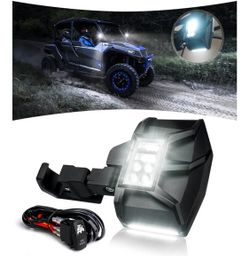 UTV Side Mirror w/LED Puddle Lights Heavy-Duty Aluminum Rear View Mirrors Fit 1.65"-2" Roll Cage Bar for Side by Side SXS Polaris RZR XP Can-Am Pionee