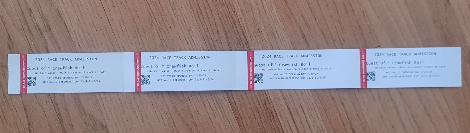 4 Del Mar Fair Thoroughbred Club General Admission 