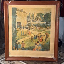 Framed Painting by André L'Archevêque, "Rendez-vous".  19x21