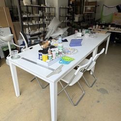 Solid wood table, dining table, white wooden table