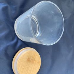 1 Pc 250ml Clear Glass Jars with Airtight Bamboo Lids Sugar Candy Storage Container Wood Cover Glass Kitchen Canisters Pots Bottles for Pantry Organi