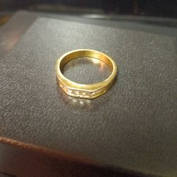 Sterling Silver Diamond Gold Plated Men's Ring.