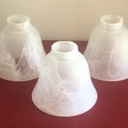 Set of 3 Alabaster Swirl Glass Light Shades - 2” Fitter