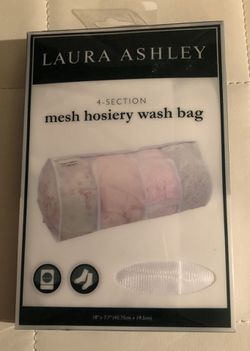 New! LAURA ASHLEY White 4-Section Mesh Hosiery Wash Bag