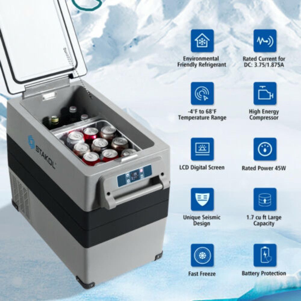 New 53 Quarts Portable Electric Car Cooler Refrigerator