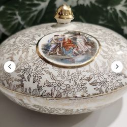 Vintage Empire Ware England Shelton Divided Porcelain Gold Trim Dish