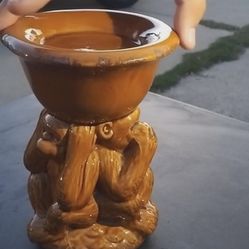 Vintage 3 wise monkey plant/candle stand