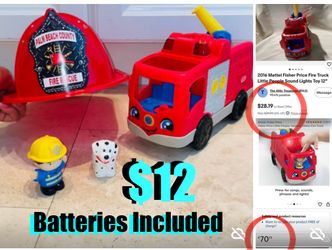 $12 Fisher Price Firetruck 🚒 Batteries included,Sing and Talk plus few accessories