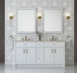 James Martin Vanities Bellshire 72" Free Standing Double Basin Poplar Wood Vanity Set with Solid Surface Top, Rectangular Sinks, USB Port(s), and Elec