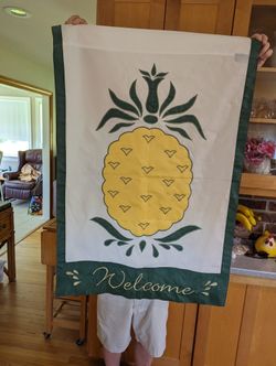 Embroidered Pineapple  Welcome Flag