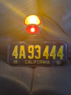 Man cave wall hanging plug-in light vintage 1951 California license plate