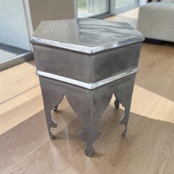 Vintage Hexagonal Metal End Table Moroccan Hollywood Regency Side Table 18x18x24in
