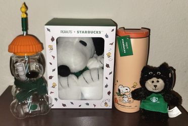 Starbucks x Peanuts Snoopy Cold Cup, Plushie & Bag Charm