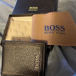[BOSS]  NEW VINTAGE Italian Embossed Leather Wallet Logo Men's Black